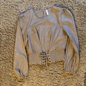 Black ,white and silver striped dress shirt